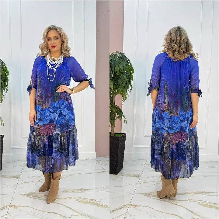 Akarsha - Elegantes Kleid Mit Kurzen Ärmeln