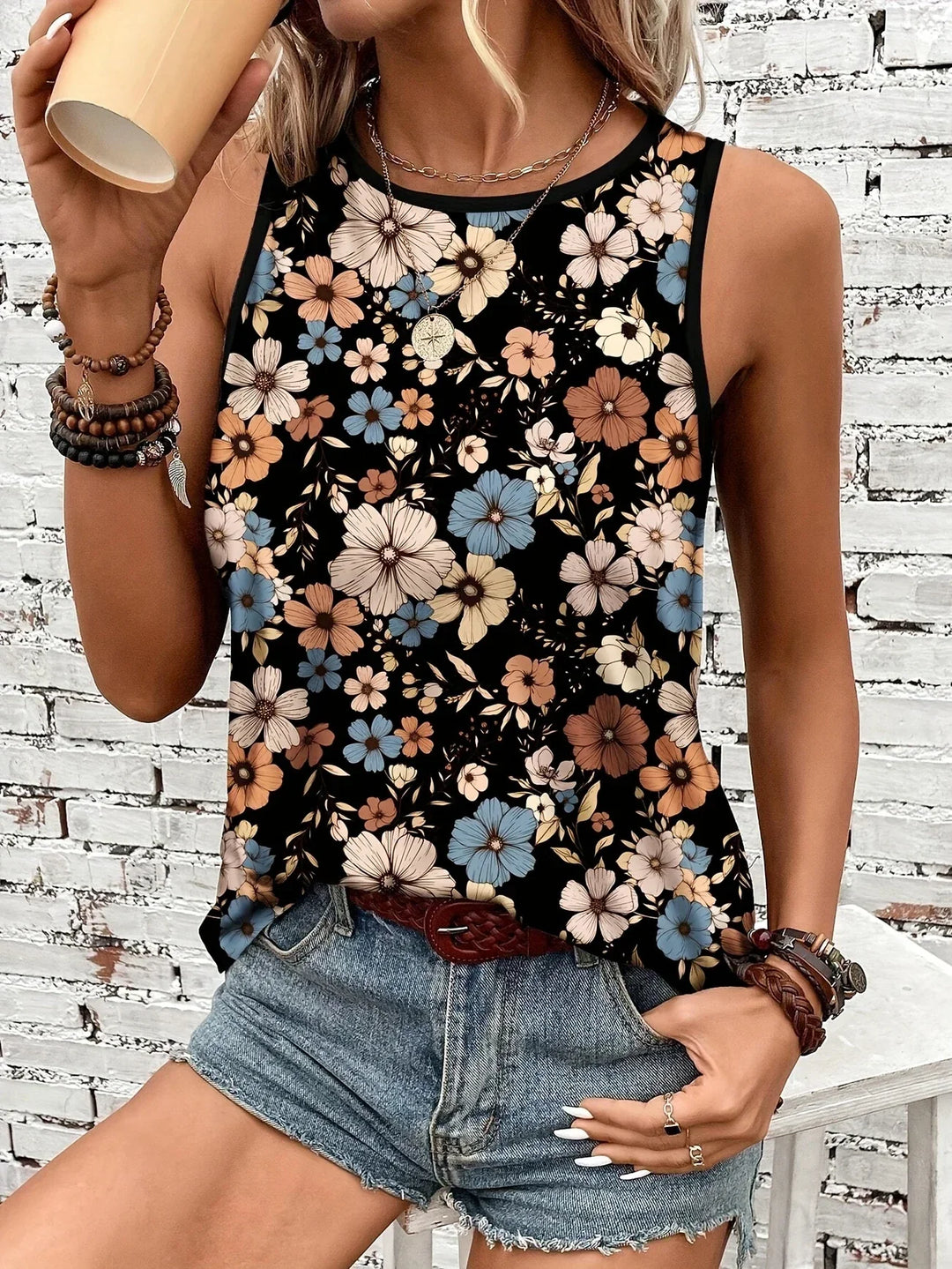Lilou – Lässiges Sommer Top Mit Blumen Drucken