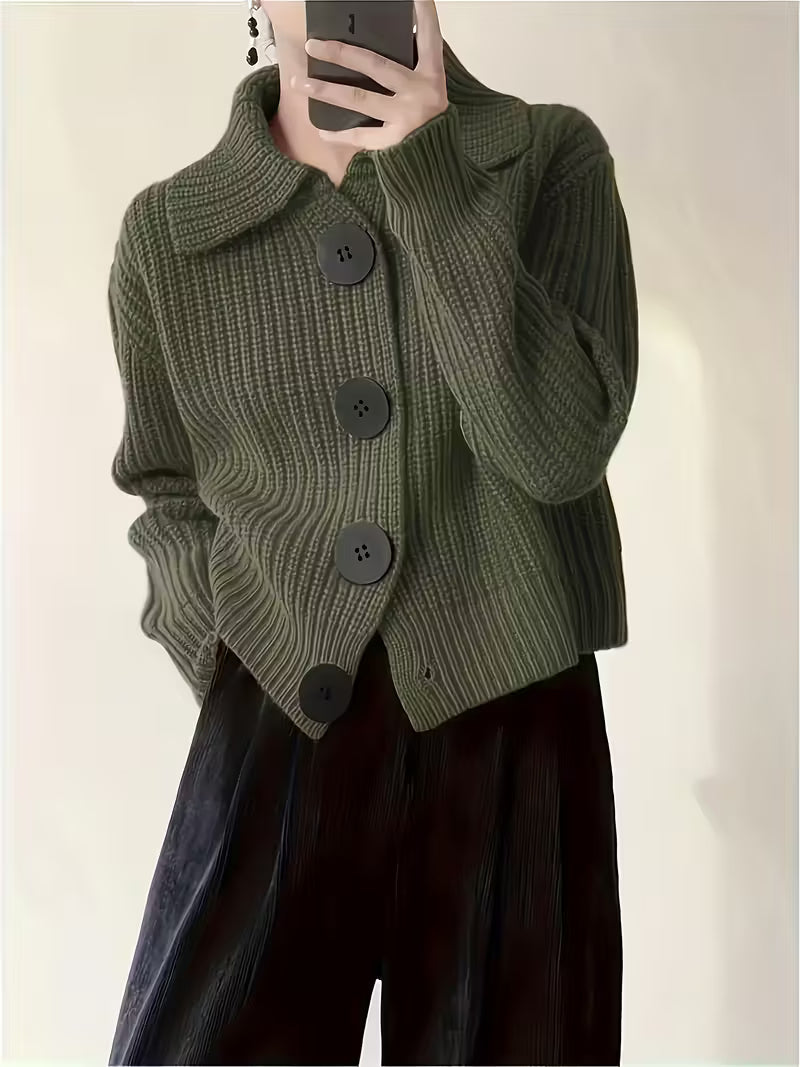 Agnetha – Strick Pullover Mit Großen Knöpfen