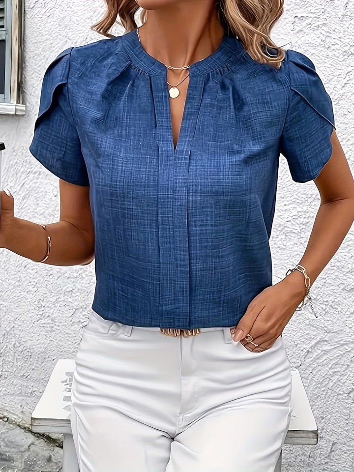Kacey – Kurzarm Hemd Mit V-ausschnitt
