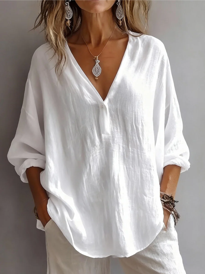 Melna - Elegante Bluse Mit V-Ausschnitt