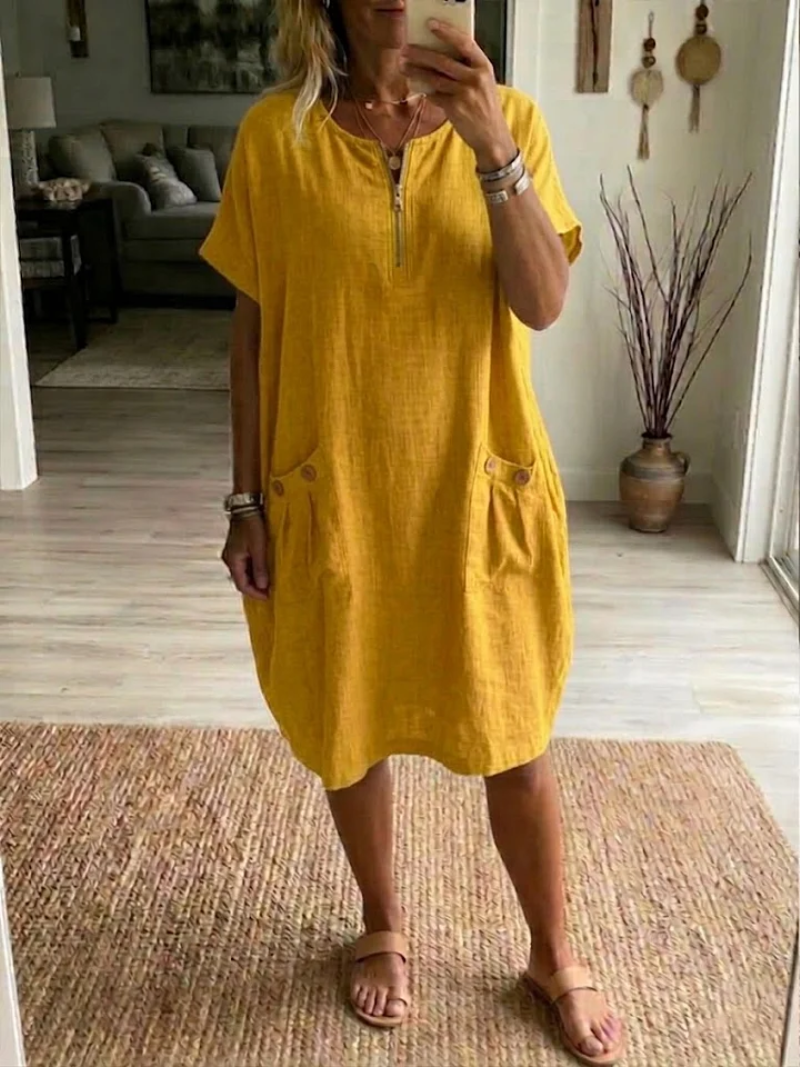 Slavka – Midi Kleid Mit Taschen Und Reißverschluss
