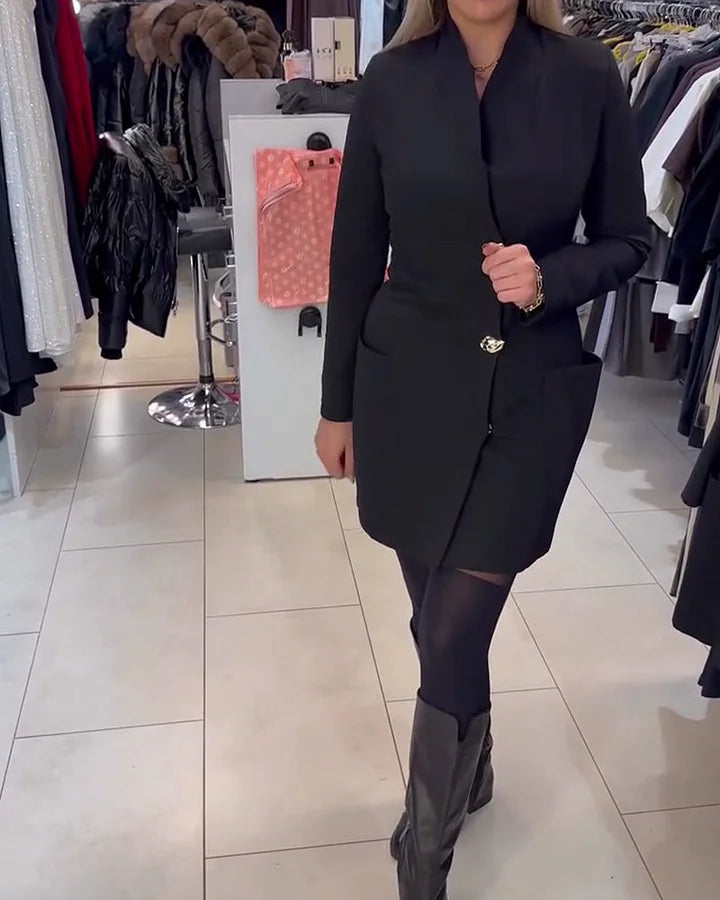 Shireen – Kleid Mit Stehkragen Und Metallknöpfen