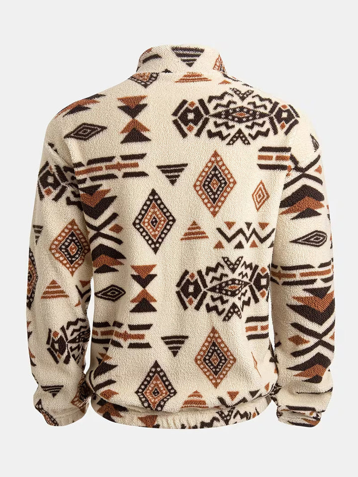 Witker – Plüsch-Sweatshirt Im Ethno-Stil Mit Stehkragen