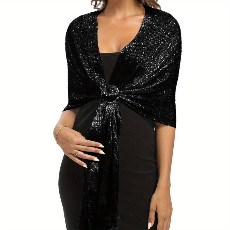 Shoshana - Elegante Dekorative Schal Spitze Mit Quaste Und Metallischen Schals