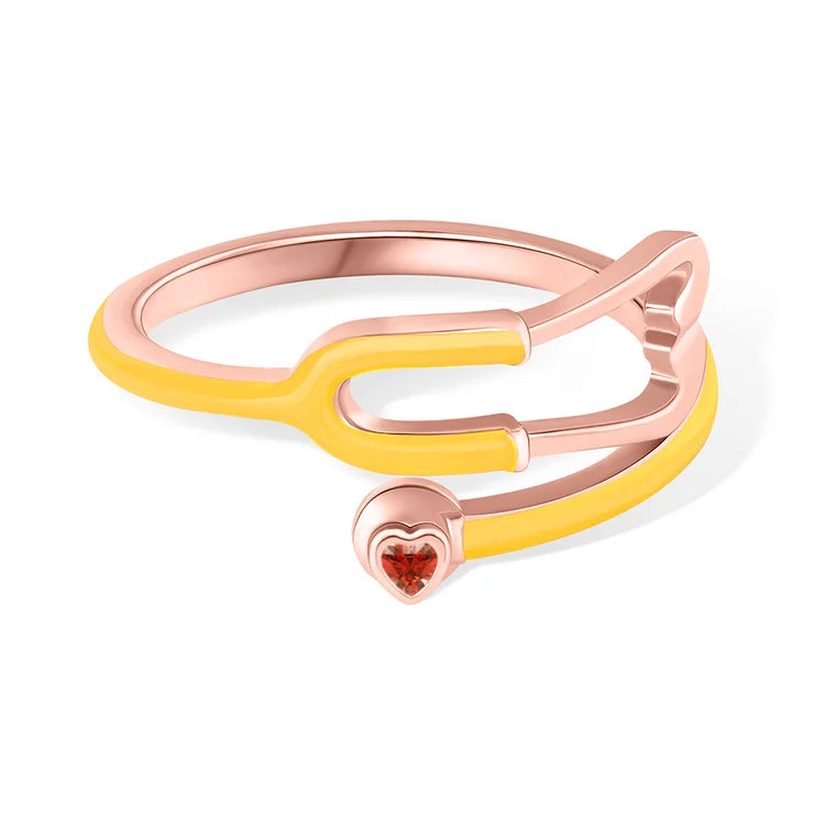 Caitleen – Stethoskop Ring Mit Herz Geburtsstein