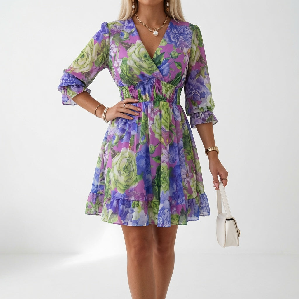 Shilaa – Minikleid Mit Blumenmuster Und Geraffter Taille