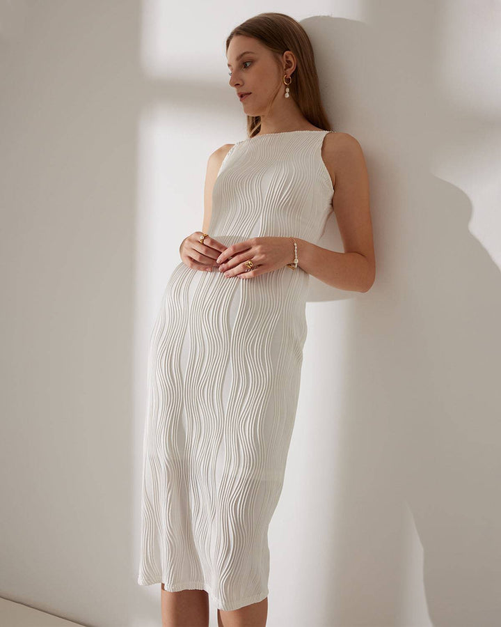Simonen – Ärmelloses Perlenwelle Midi-Kleid