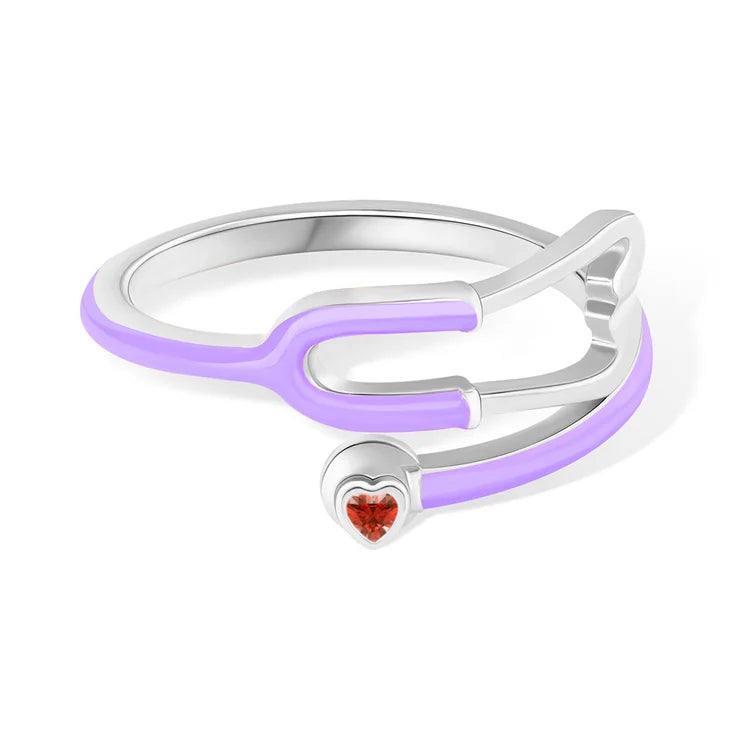 Caitleen – Stethoskop Ring Mit Herz Geburtsstein