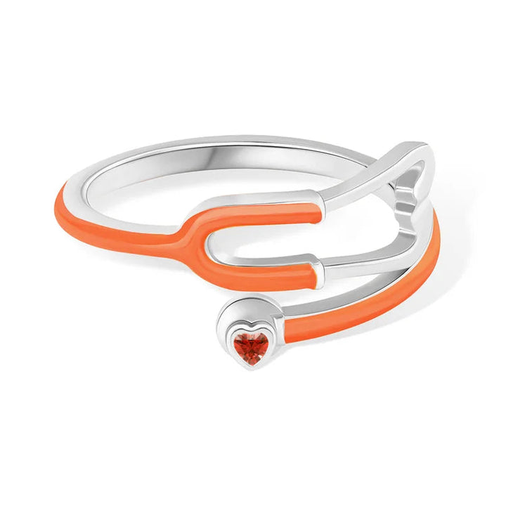 Caitleen – Stethoskop Ring Mit Herz Geburtsstein