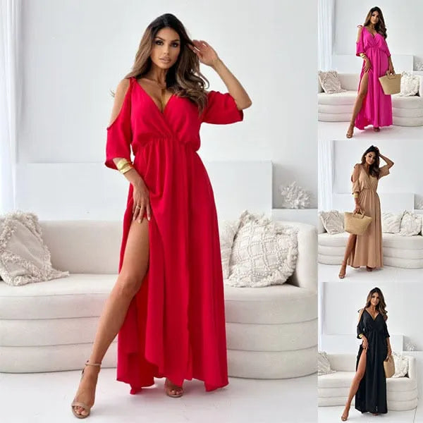 Lene – Schulterfreies Kleid Mit Schlitz