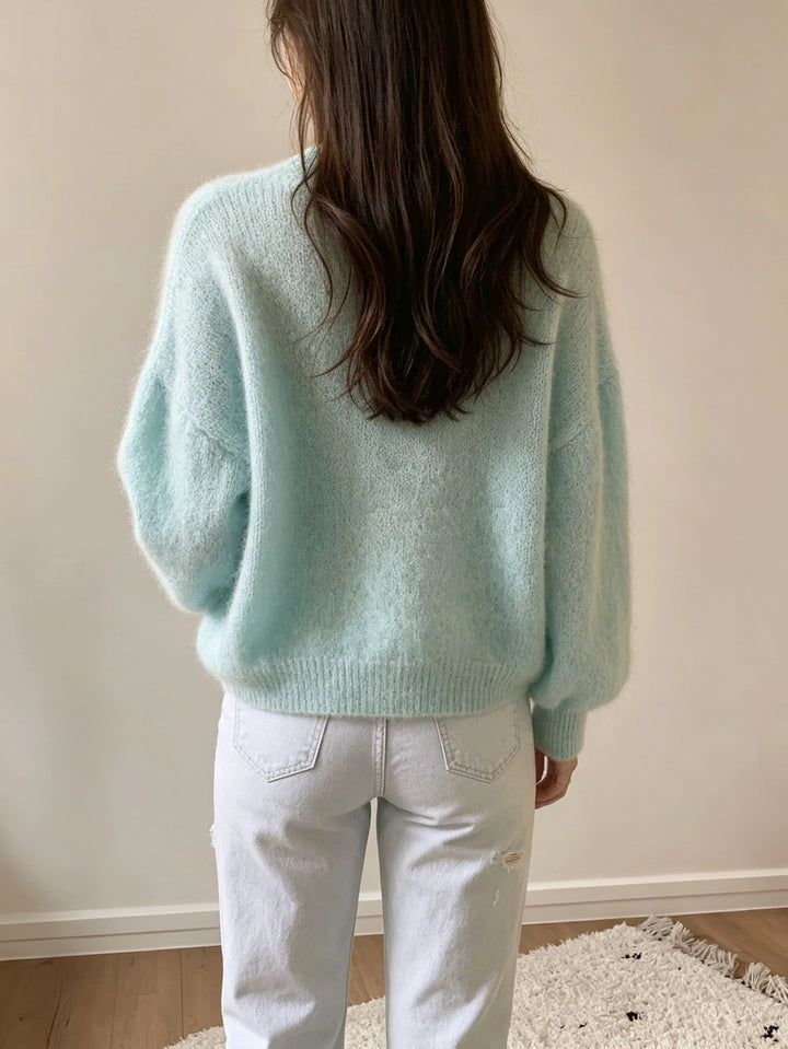 Margaretha – Strickpullover mit Rundhalsausschnitt und Ballonärmeln