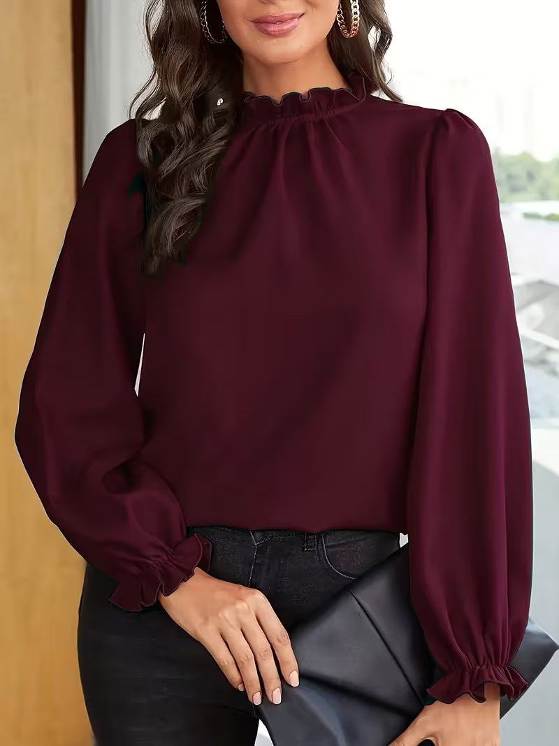 Aurelija – Bluse Mit Rüschen Kragen Und Puffärmeln