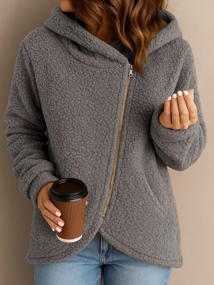 Wendie - Gemütlicher Sherpa Fleece Kapuzenpullover Mit Reißverschluss