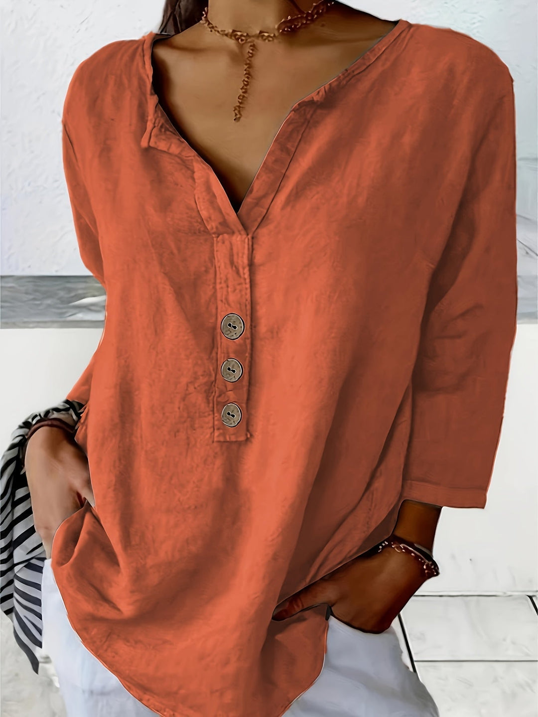 Mykaela – Lässige Bluse Aus Baumwolle Und Leinen
