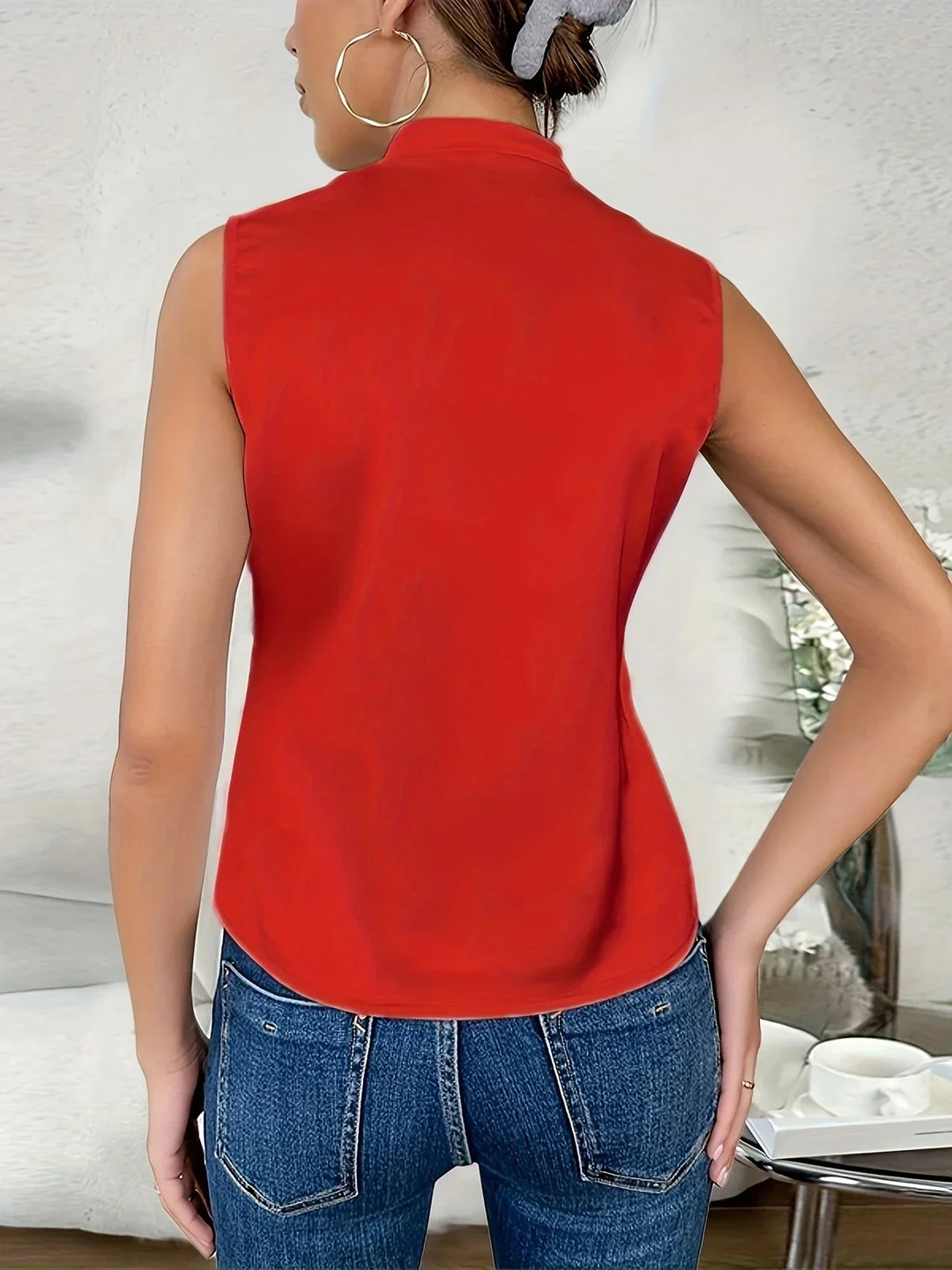 Cebulska – Elegante Ärmellos Surplice Bluse