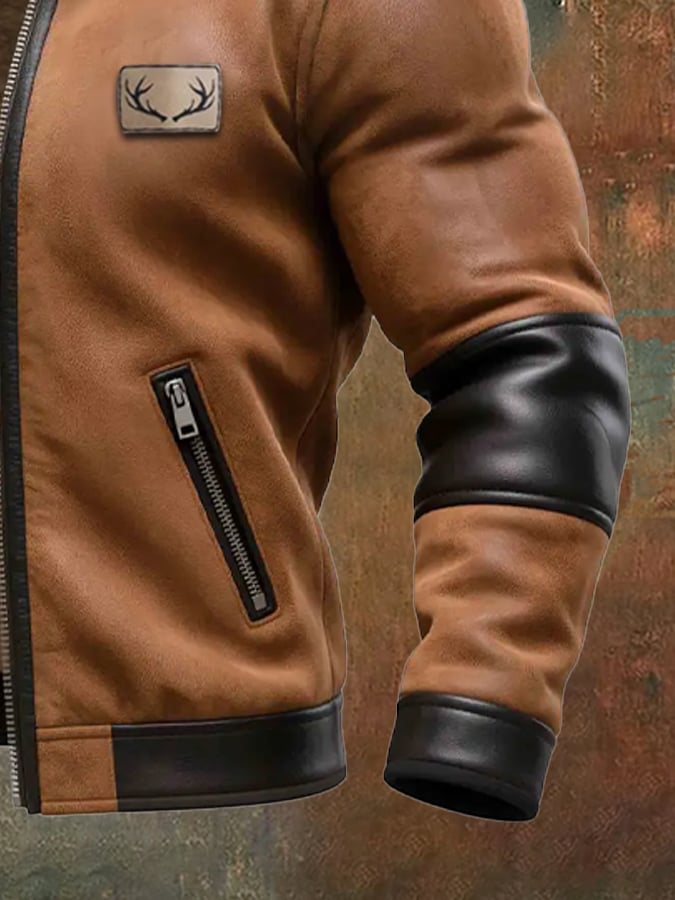 Labuschagne – Warme Vintage Jacke Aus Wildleder Und Leder