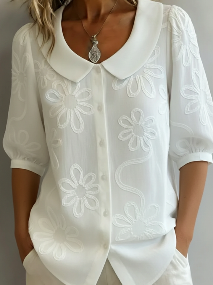 Blerta – Bluse Mit Blumen Muster Und Natürlicher Eleganz