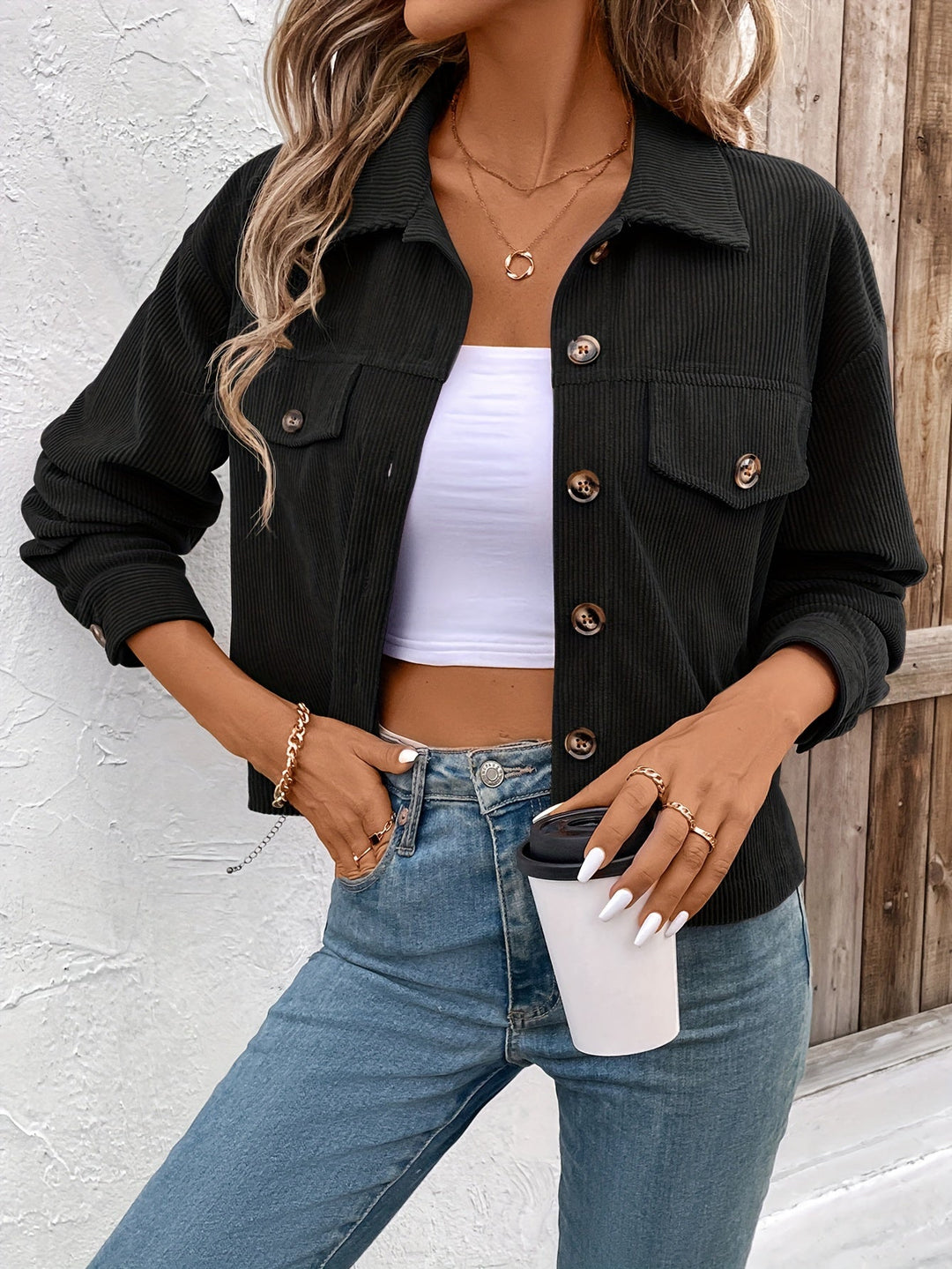 Nichola – Langärmelige Jacke Mit Knopfleiste