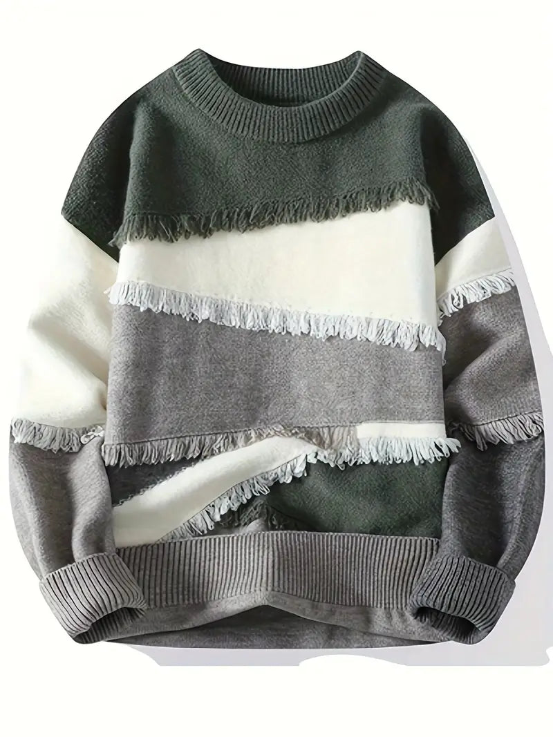 Derrick – Ausgefranster Strickpullover Mit Langen Ärmeln
