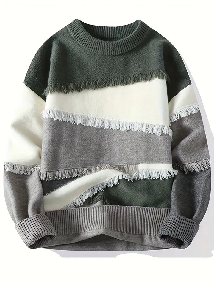 Derrick – Ausgefranster Strickpullover Mit Langen Ärmeln