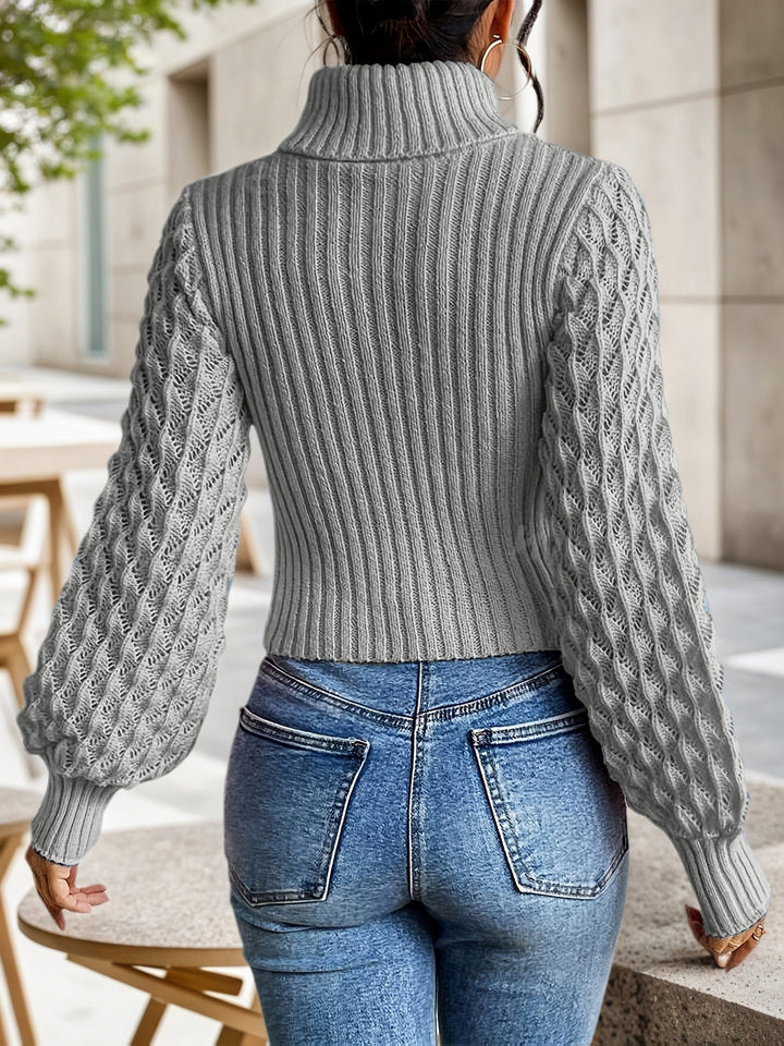 Bibiane - Locker Sitzender Strickpullover Mit Ausschnitt Und Rollkragen