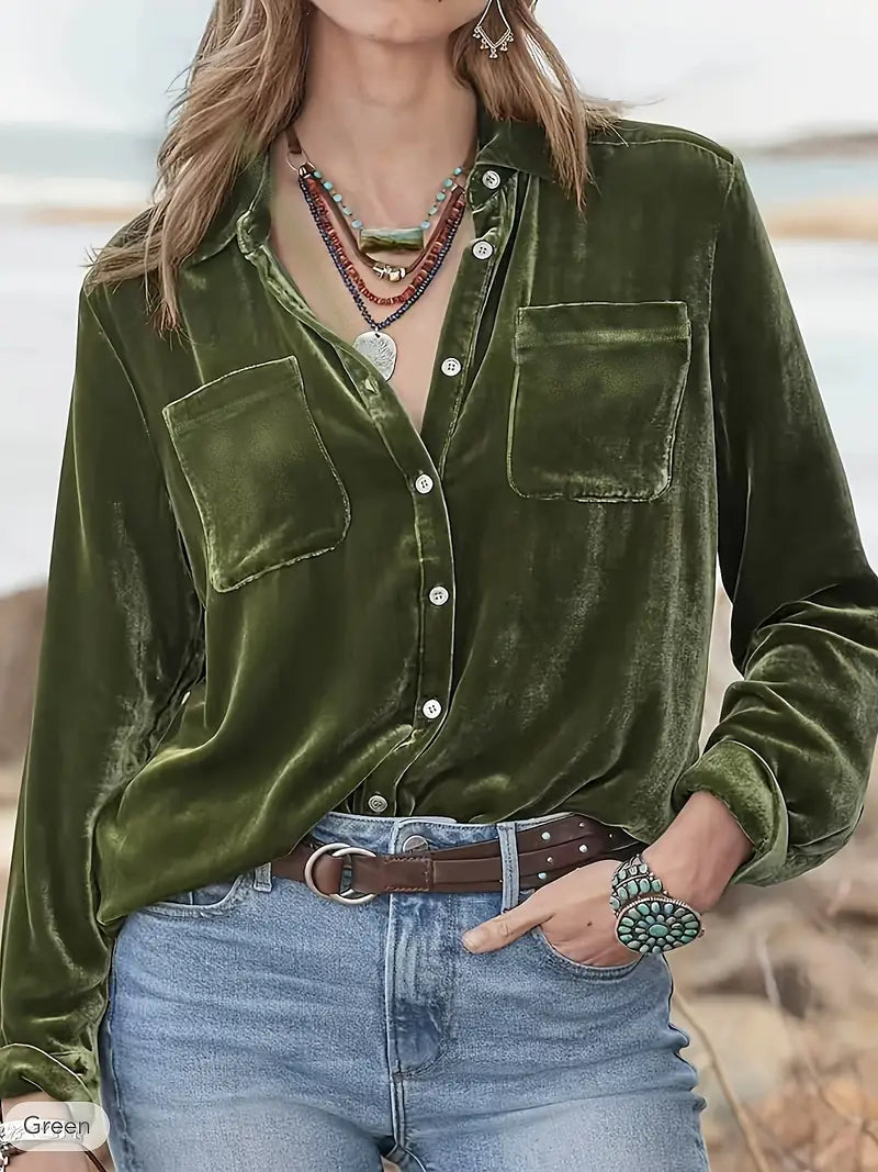 Geanie - Langarm Hemd Mit Vorderseite Taschen