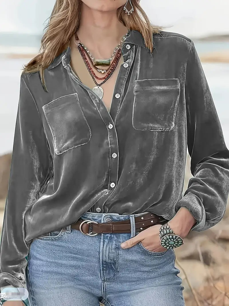 Geanie - Langarm Hemd Mit Vorderseite Taschen