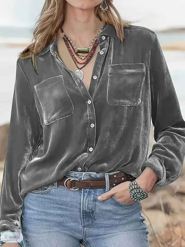 Geanie - Langarm Hemd Mit Vorderseite Taschen