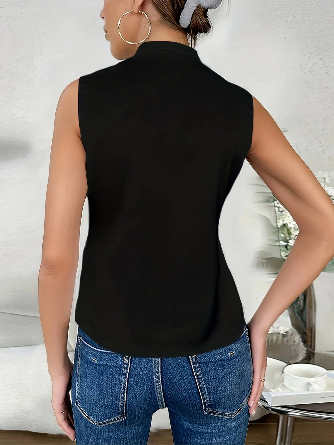 Cebulska – Elegante Ärmellos Surplice Bluse