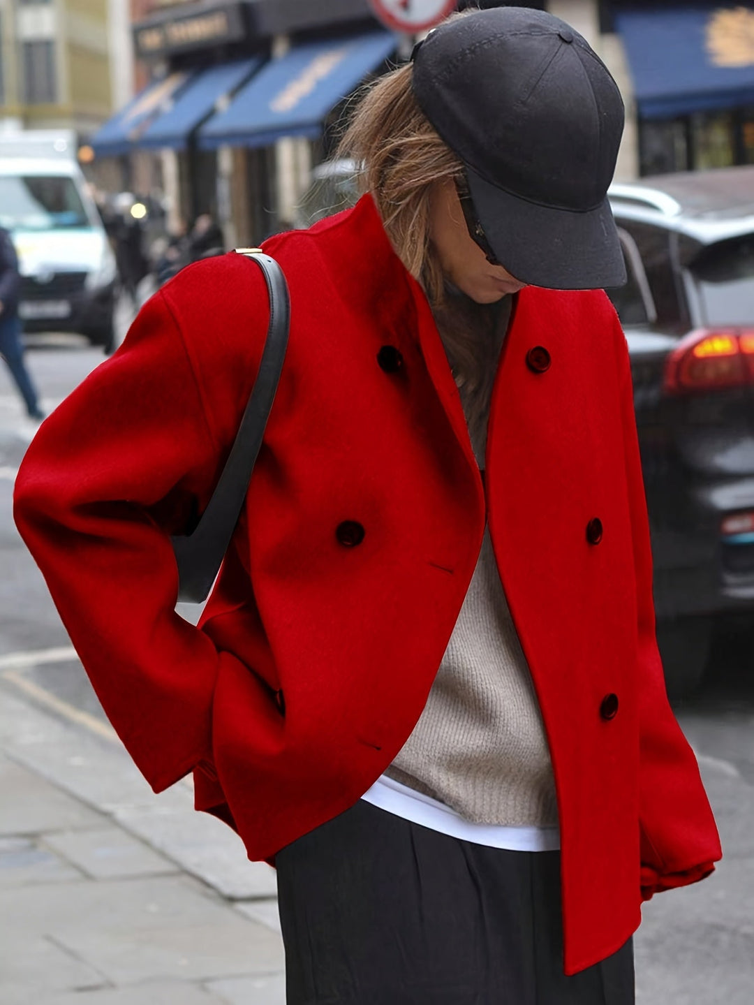 Deanne - Eleganter Doppelreihiger Beiger Mantel