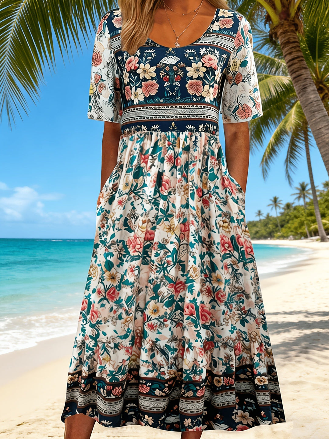 Jeeni – Kurzärmeliges Kleid Mit Blumenmuster