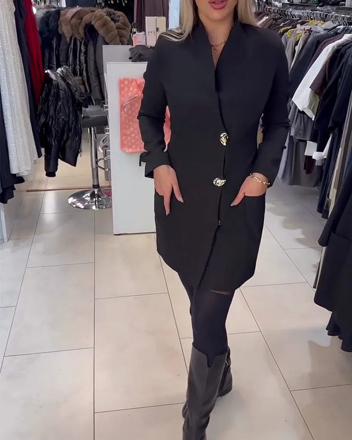 Shireen – Kleid Mit Stehkragen Und Metallknöpfen