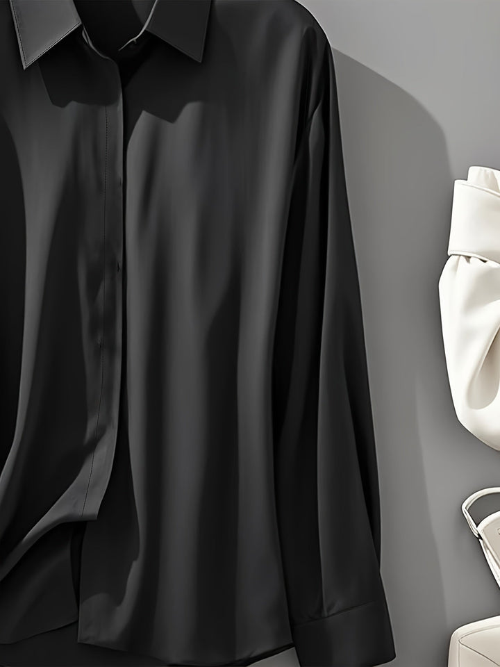 Elenochka - Stilvolles Langarmhemd Mit Knopfleiste