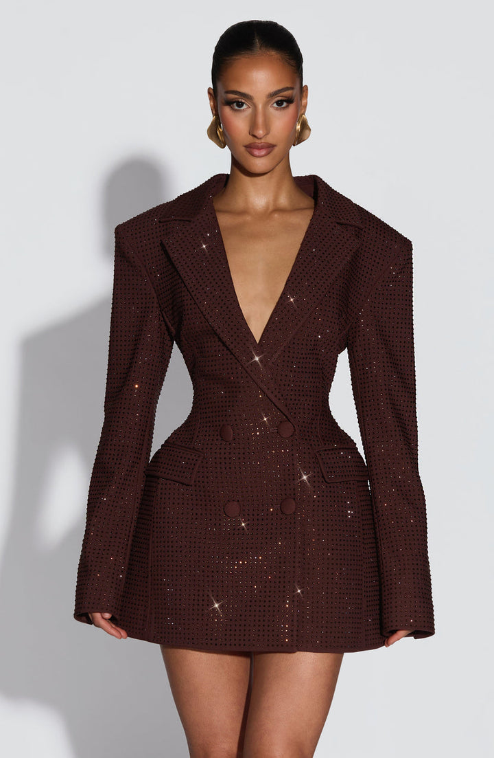 Zaerine – Maßgeschneidertes Minikleid im Zweireiher-Blazer-Stil