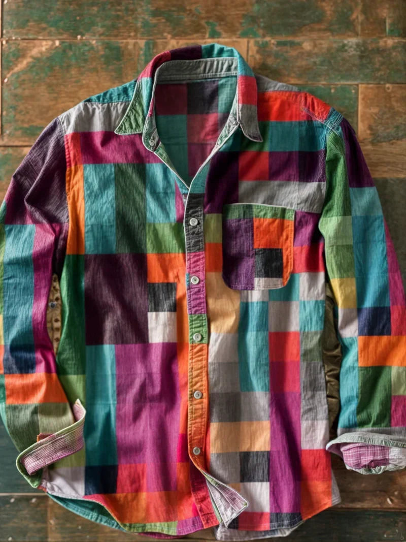 Jhoanny - Langarmshirt MIT Geometrischem Patchwork muster