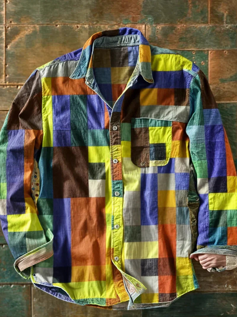 Jhoanny - Langarmshirt MIT Geometrischem Patchwork muster