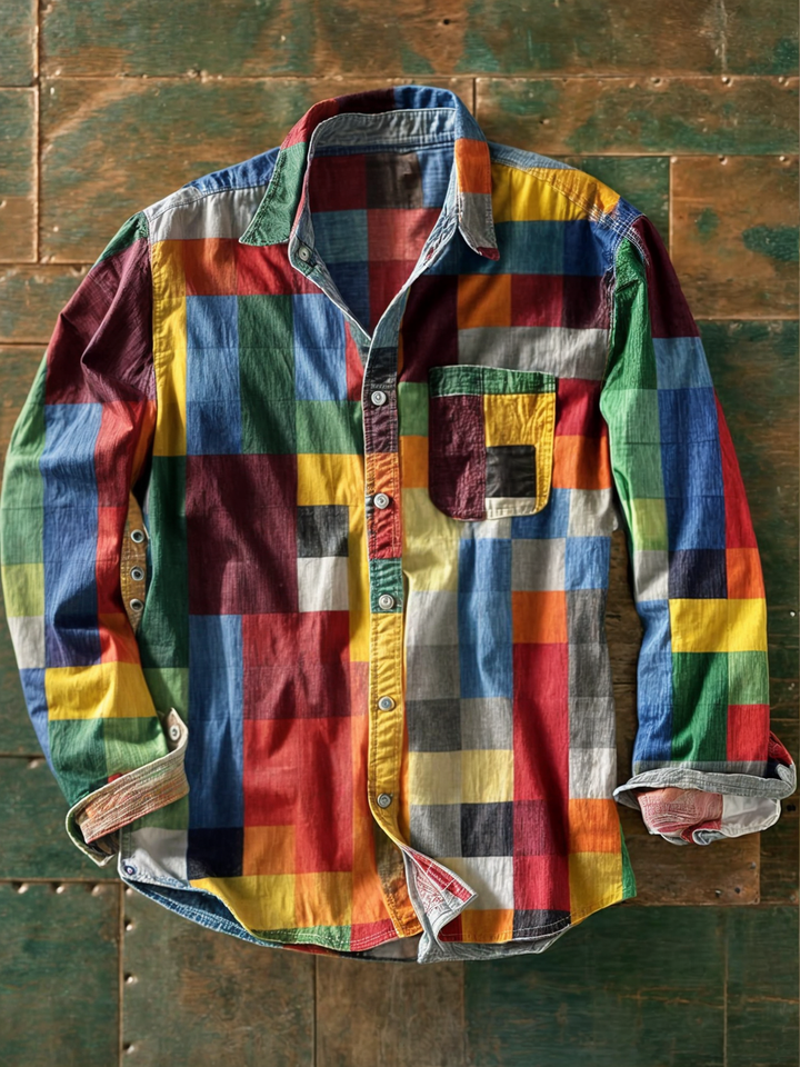 Jhoanny - Langarmshirt MIT Geometrischem Patchwork muster