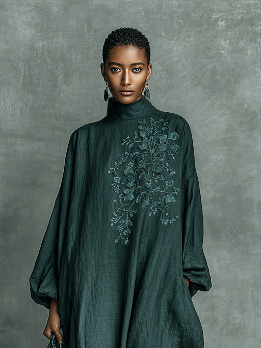 Mirra – Locker Sitzendes Maxi Kleid Mit Langen Ärmeln