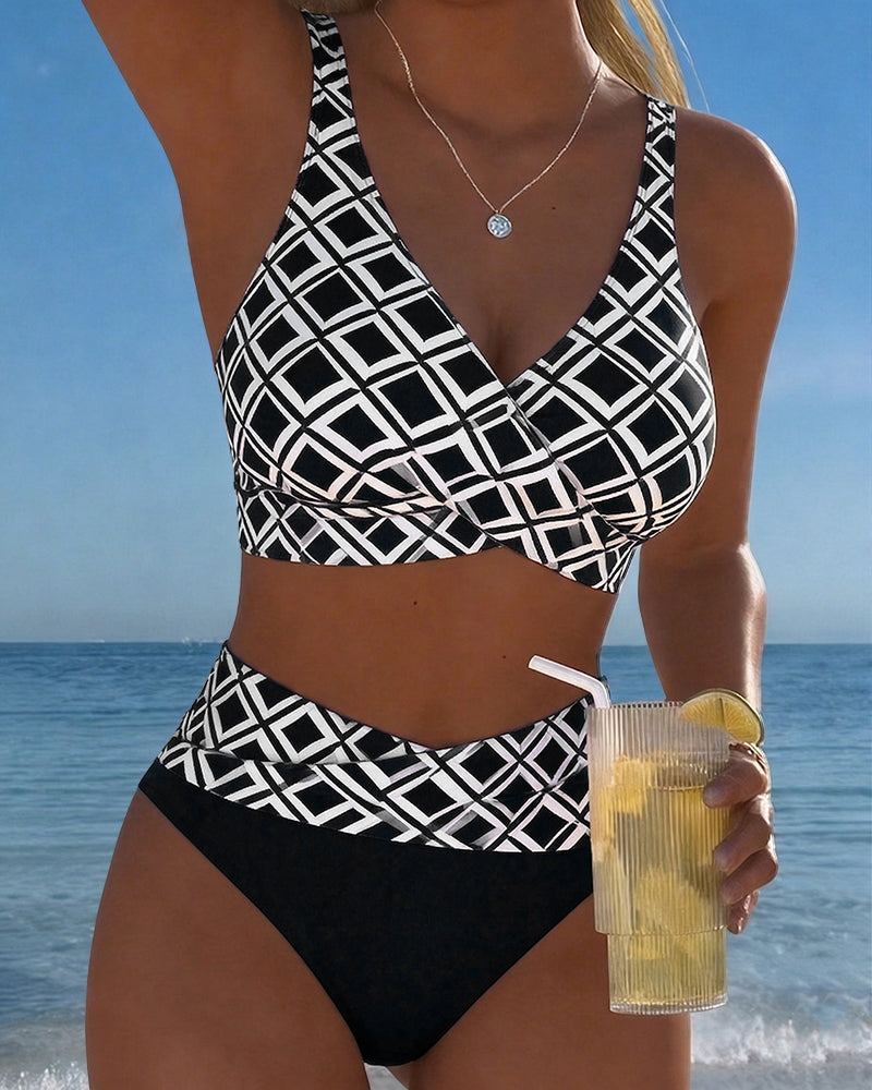 Chelvi - Eleganter Zweiteiliger Bikini mit Rautenmuster