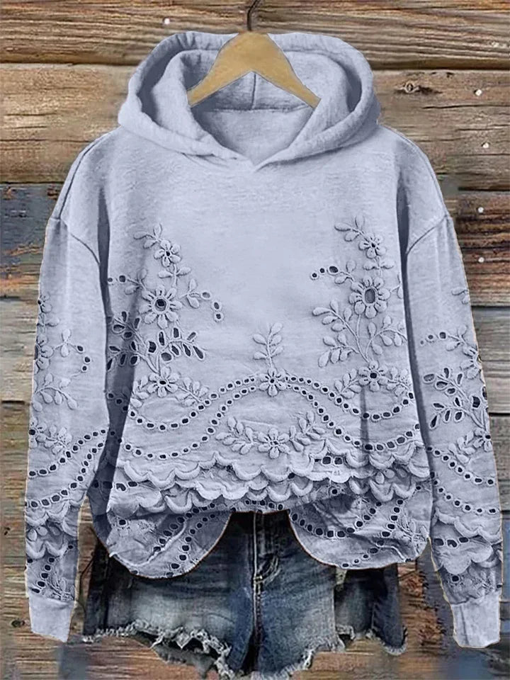 Leenja – Lässiger Kapuzenpullover Mit strukturiertem Blumenmuster