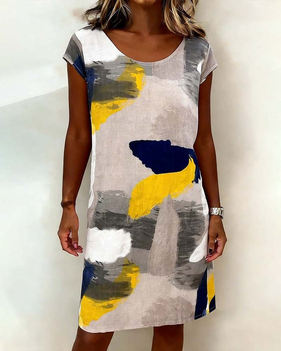 Addie – Kleid mit Rundhalsausschnitt und Drucken Tie-Dye