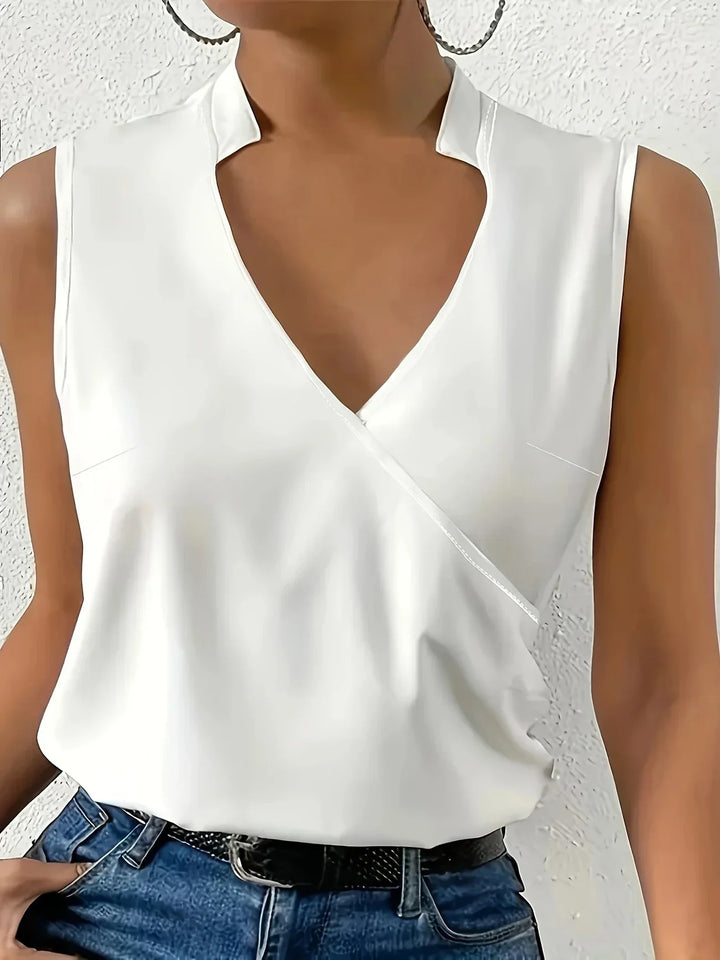 Cebulska – Elegante Ärmellos Surplice Bluse