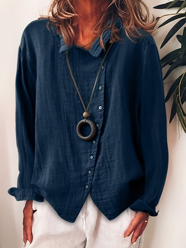 Ristia – Lässige Langarmbluse Mit Knöpfen