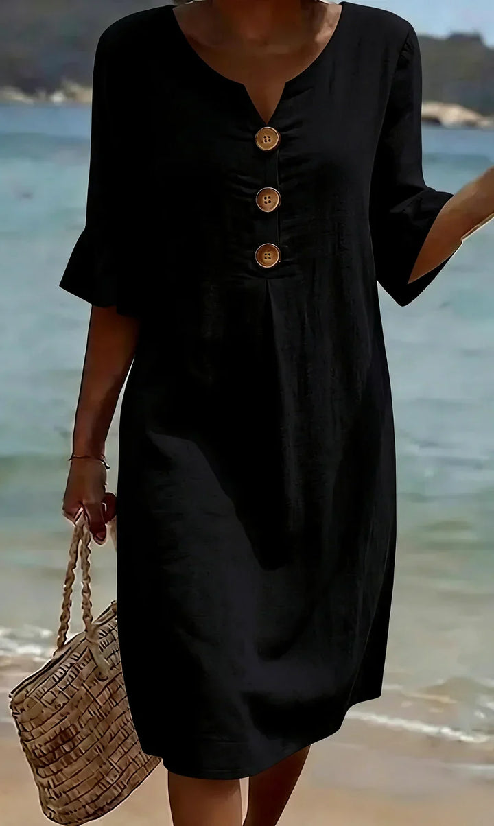 Mlaina – Elegantes Midikleid Mit Schaltfläche