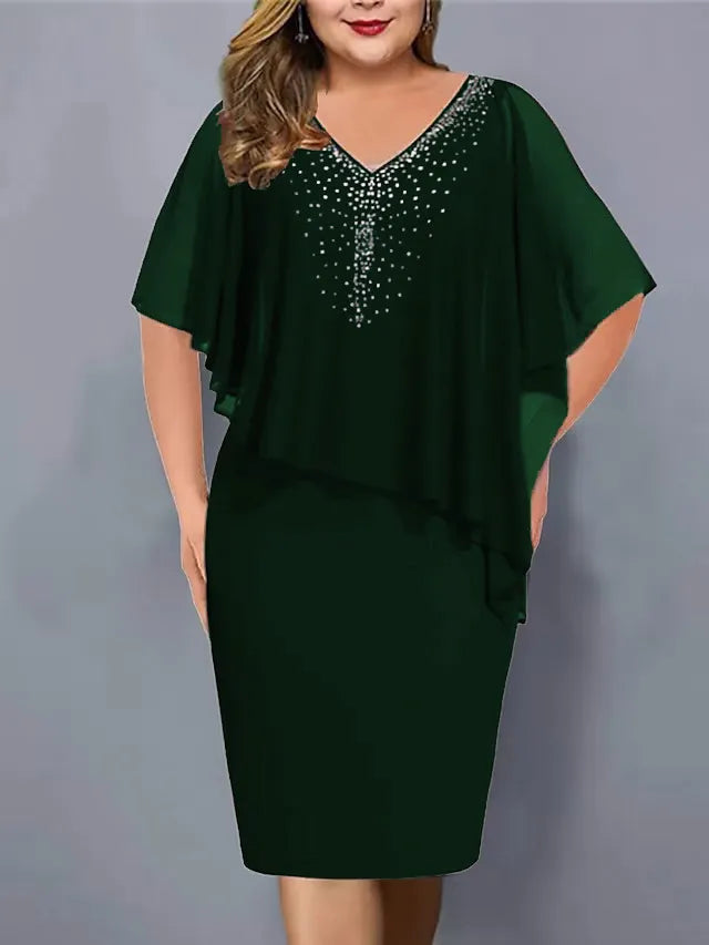Amelie – Chiffon-kleid MIT V-ausschnitt Und Strassverzierung