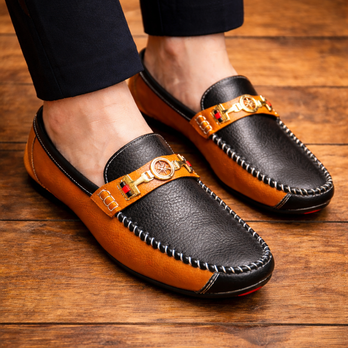 Stewart – Moderne Zweifarbige Leder Loafer
