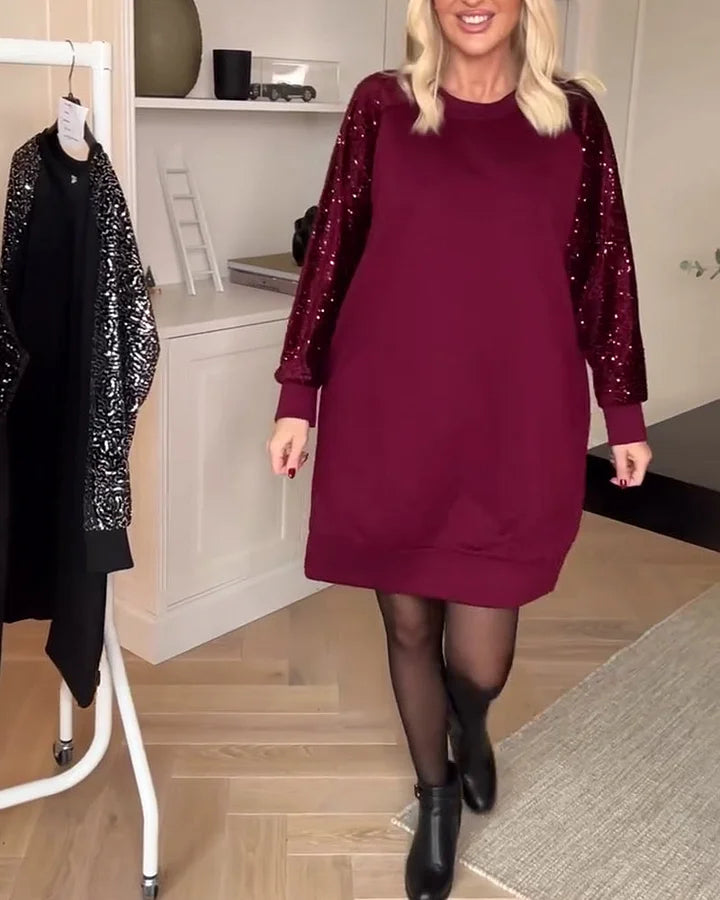 Cunningham - Langärmliges Kleid Mit Rundhalsausschnitt und Pailletten
