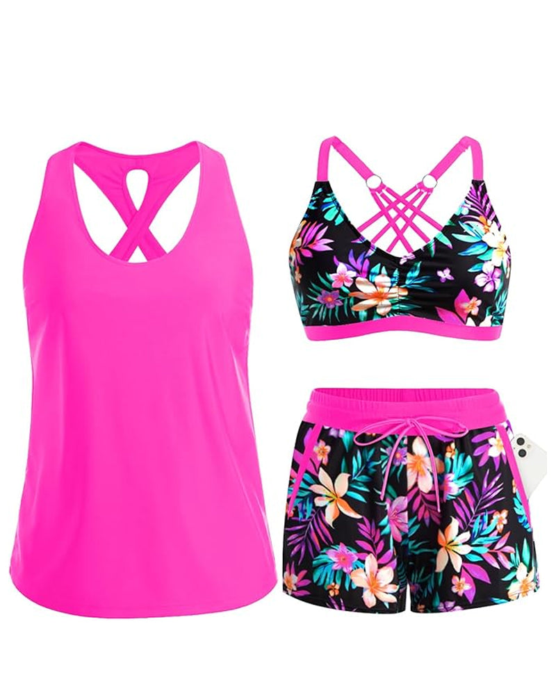Meaghan - Dreiteiliges Tankini Und Überwurf Set