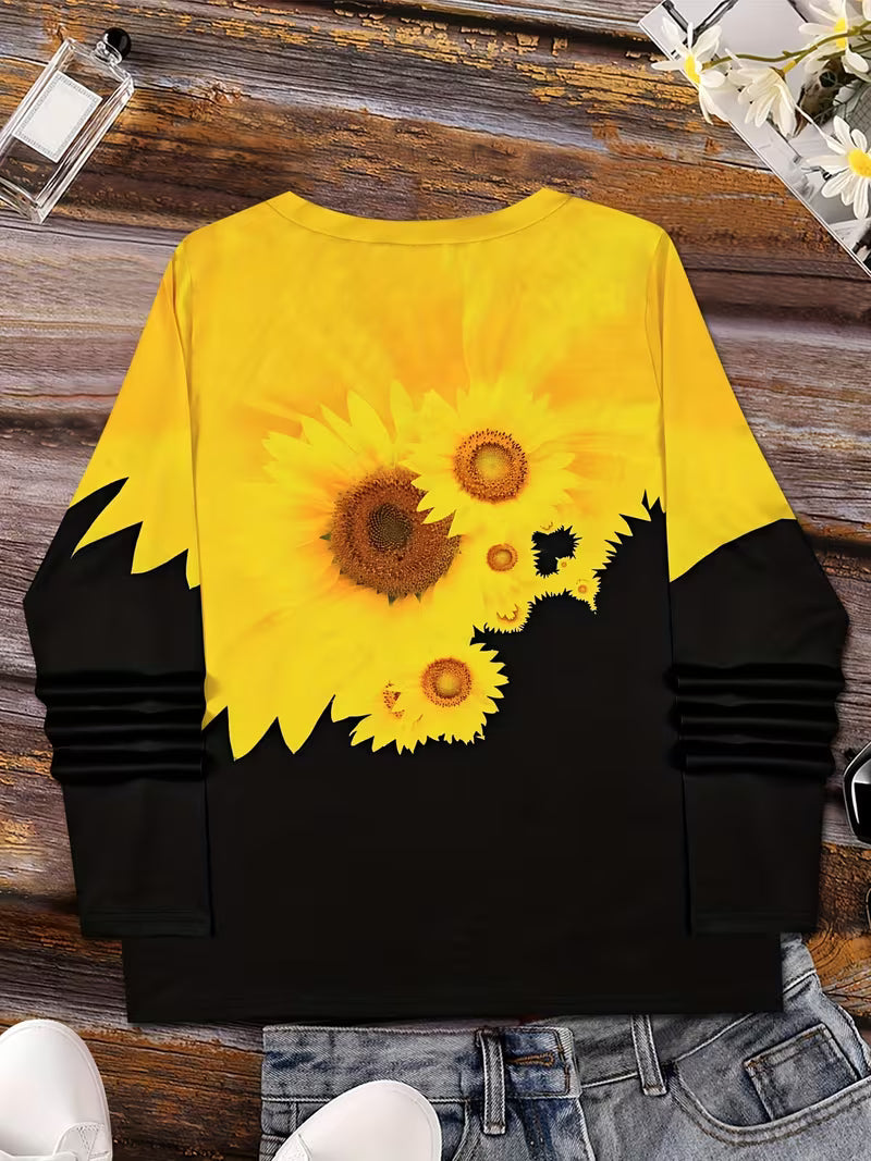 Olina – Langarm-Oberteil MIT Sonnen Blumen Muster